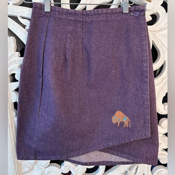 Deadstock Pam Layne Sage in Bloom Womens Medium Purple Denim Embroidered Buffalo - Picture 1 of 14